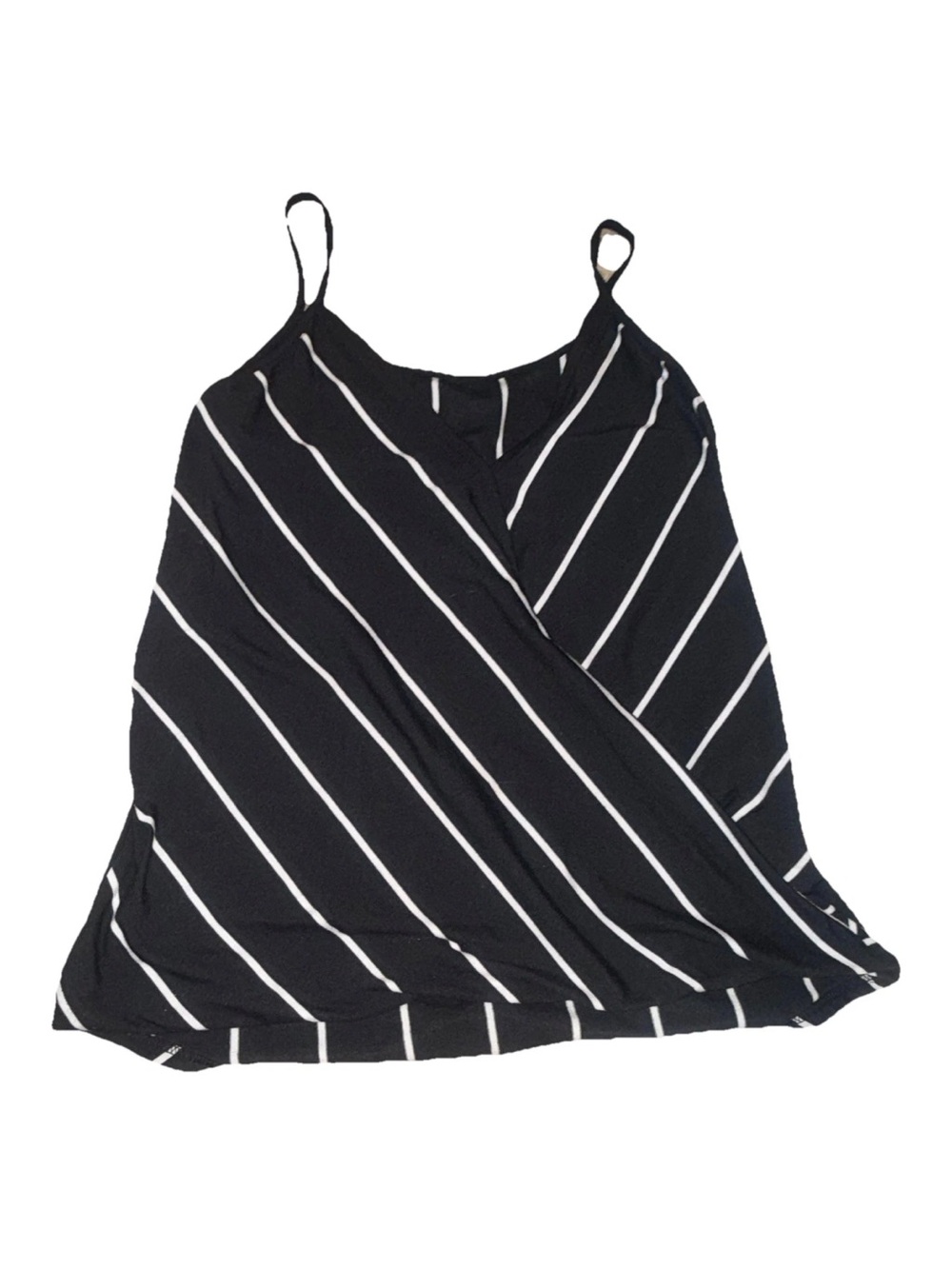Striped Black Wrap-Front Cami Tank Top